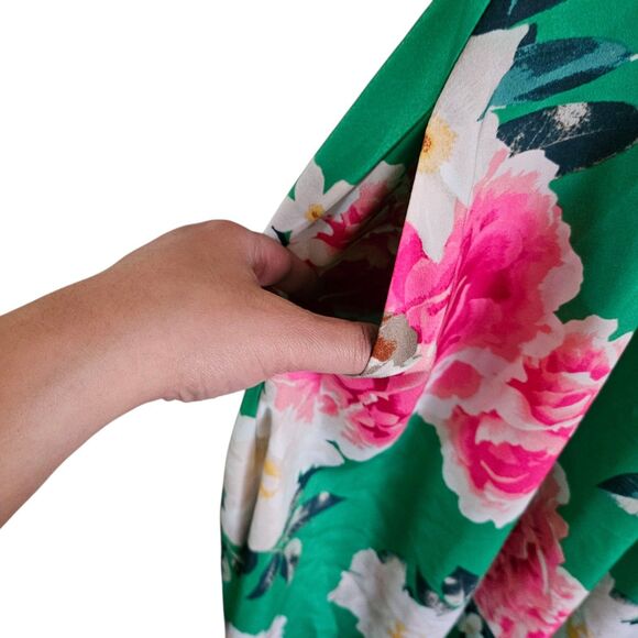 ELIZA J Dress Womens 4 Green Floral Sleeveless Halter‎ Midi Pockets Lined A-Line - Picture 5 of 11